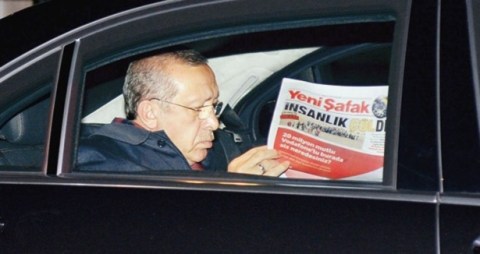 PM Erdoğan snapped while reading Yeni Şafak recently.